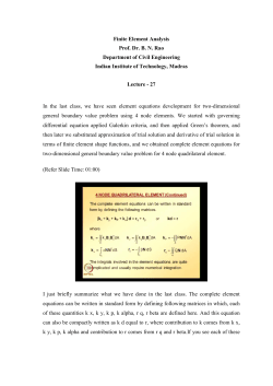 Finite Element Analysis Prof. Dr. BN Rao Department of Civil