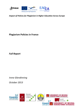 Plagiarism Policies in France Full Report Irene