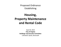 Housing, Property Maintenance and Rental Code