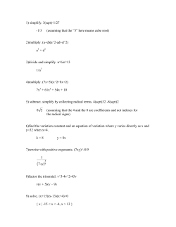 1) simplify. 3(sqrt)-1/27 -1/3