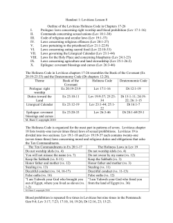Handout 1: Leviticus Lesson 8