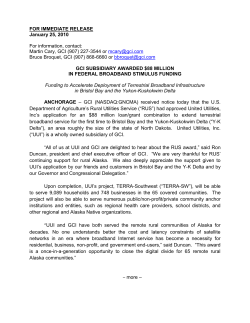 Press Release: GCI subsidiary awarded $88 million