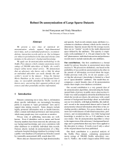 Robust De-anonymization of Large Sparse Datasets