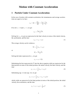 Motion with Constant Acceleration