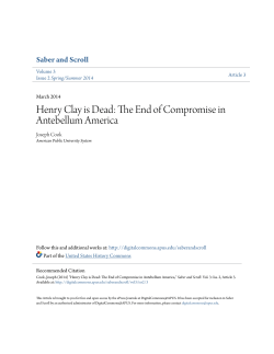 Henry Clay is Dead: The End of Compromise in Antebellum America