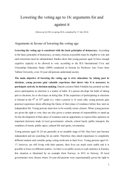 Lowering the voting age to 16: arguments for and against it