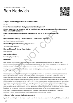 Bob Marshman Trainee of the Year nomination example