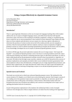 Benavides CALPER Corpus Community Report No.4