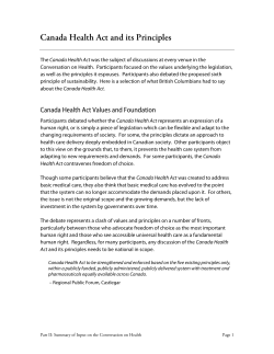 Canada Health Act and its Principles Introduction