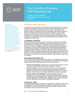 The Five W`s of France`s CSR Reporting Law