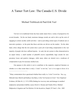 A Tamer Tort Law: The Canada
