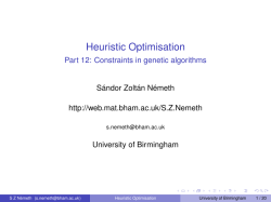 Heuristic Optimisation - University of Birmingham