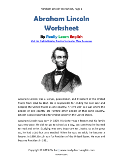 Abraham Lincoln Worksheet