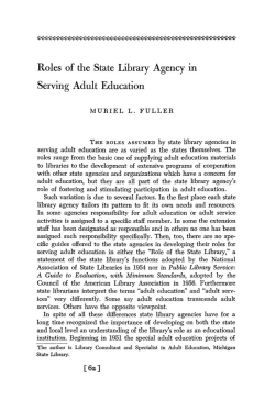 Roles of the State Library Agency in Serving