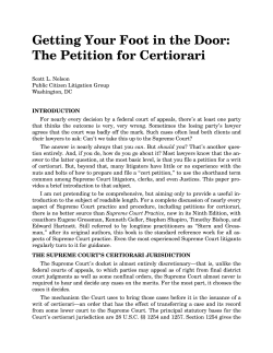 Getting Your Foot in the Door: The Petition for Certiorari