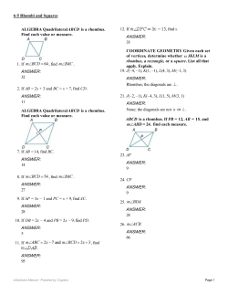ALGEBRA Quadrilateral ABCD is a rhombus. Find each value or