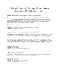 National Hispanic Heritage Month Events September 15&ndash;October 15