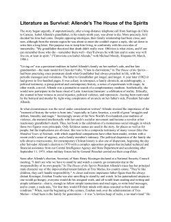 Literature as Survival: Allende`s The House of the Spirits