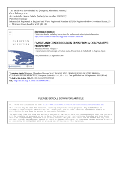 European Societies FAMILY AND GENDER ROLES IN SPAIN