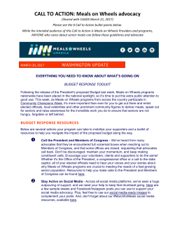 CALL TO ACTION: Meals on Wheels advocacy