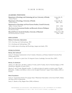 TAMIR SOREK - University of Florida Sociology and Criminology