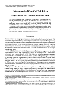 Determinants of Cow-Calf Pair Prices