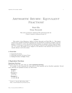 Arithmetic Review: Equivalent Fractions