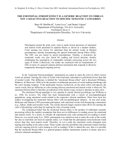 THE EMOTIONAL STROOP EFFECT IS A GENERIC REACTION TO