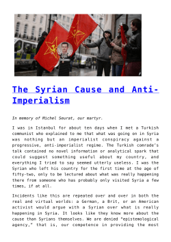 The Syrian Cause and Anti