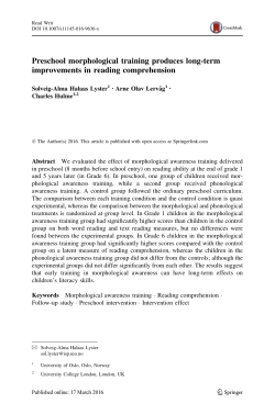 Preschool morphological training produces long
