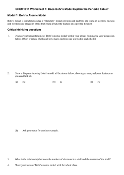 CHEM1611 Worksheet 1: Does Bohr`s Model Explain the Periodic