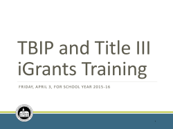 TBIP and Title III iGrants Training