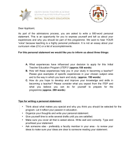 How to write a Personal Statement