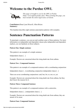 the Purdue OWL Sentence Punctuation Patterns