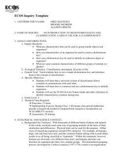 An Introduction to dichotomous keys and classification