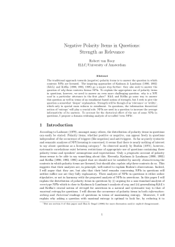 Negative Polarity Items in Questions