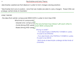 Electrolytes and Ionic Theory