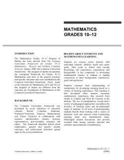 Mathematics Grades 10 to 12