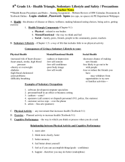 Health Triangle, Sedentary Lifestyle and Safety / Precautions