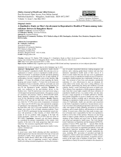 A Qualitative Study on Men`s Involvement in Reproductive Health of