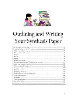 Outlining and Writing Your Synthesis Paper