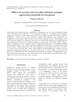 Effects of coconut water on callus initiation and plant regeneration