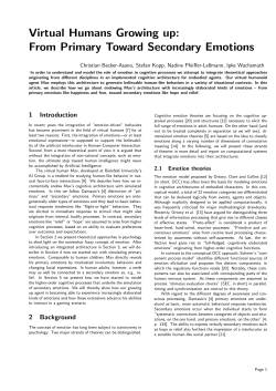 From Primary Toward Secondary Emotions