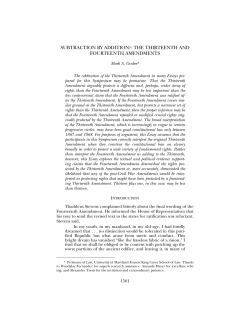 Subtraction by Addition?: The Thirteenth and Fourteenth Amendments