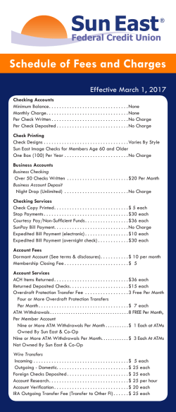 Schedule of Fees and Charges