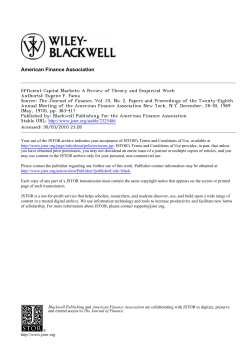 Efficient Capital Markets: A Review of Theory and Empirical Work