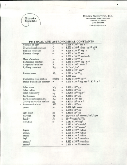• • PHYSICAL AND ASTRONOMICAL CONSTANTS h k .,