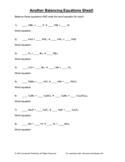 Another Balancing Equations Sheet!