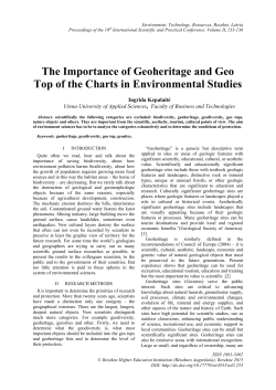 The Importance of Geoheritage and Geo Top of the Charts in