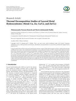 Thermal Decomposition Studies of Layered Metal Hydroxynitrates